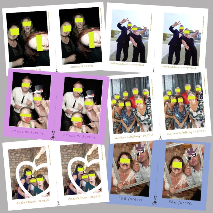 Exemple de personnalisation pour livre d'or des photos du photobooth CLIC16 mariage en Charente
